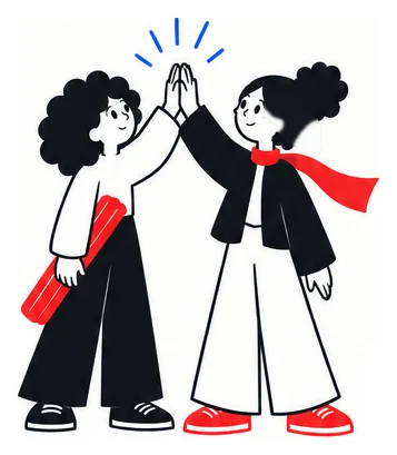 Mira and Lino giving each other a high five.